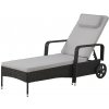 Ratanové lehátko BestBerg BBRF-1142BL / nosnosť 120 kg / 180 g/m² / oceľ/polyester / čierna/sivá