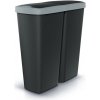 Odpadkový kôš Prosperplast COMPACTA Q DUO, 50 l čierny so svetlo šedým vekom NDAB50-429U/S411
