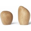ferm LIVING Sada soľničky a koreničky CAIRN, sada 2 ks, svetlo hnedá, drevo