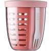 MEPAL Ellipse Fruit & Veggie Pot Vivid Mauve 0,6 l - plastový kontajner na ovocie a zeleninu s vidličkou