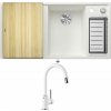 Blanco AXIA III 6 S biela s excentrom + drevená krájacia doska 523466 + Blanco MIDA-S biela 521457