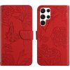 Peňaženkové kožené puzdro Butterfly Flip na Samsung Galaxy S24 Ultra 5G - Červená