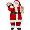 Dekorácia MagicHome Vianoce, Santa s darčekmi a medvedíkom, červený, 46 cm