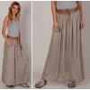 Fashionweek Dlhá maxi letná sukňa zo vzdušného materiálu s vreckami + opasok ZIZI00 Farba: CAPPUCCINO, Veľkosť: Universal