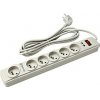 Prodlužovací přepěťová ochrana, 3m, 6 zásuvek, bílá, LED indikace, Powerton