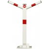 Bielo-červený oceľový parkovacie stĺpik Model Y - šírka 55 cm, výška 60 cm