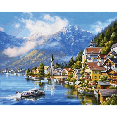 Na jazere Hallstatt (40 x 50 cm) (Maľovanie podľa čísel - Schipper)