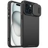AppleKing matný kryt s posuvnou krytkou kamery na iPhone 15 - čierny - možnosť vrátiť tovar ZADARMO do 30tich dní