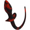 Slave4master Silicone Puppy Tail Black-Red, silikónový análny kolík – psí chvost 7,5 x 3,1 cm