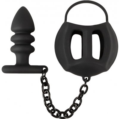 Black Velvets Ball Cage with Butt Plug