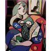 Maľovanie podľa čísel – Žena s knihou v obývacej izbe, 80 × 100 cm, bez rámu a bez napnutia plátna 8596530024507