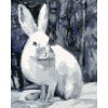 ZUTY Maľovanie podľa čísel KRÁLIK V ZIME PRI LESE Rámovanie vypnuté plátno na rám Rozmer 80 x 100 cm