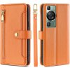 Peňaženkové kožené puzdro Sheep Texture Cross-body na Huawei P60 Pro - Oranžová