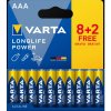 Batéria VARTA Longlife Power 8+2 AAA Double Blister