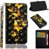 Peňaženkové kožené puzdro na Motorola Moto G8 Play - Golden Butterfly