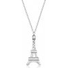 Šperky eshop - Strieborný náhrdelník 925, prívesok na retiazke, Eiffelova veža so zirkónmi AC09.19