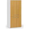 Kancelárska policová skriňa PRIMO WHITE, polené dvere, 800 x 500 x 1781 mm, biela/buk