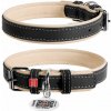 Kožený obojok WAU DOG Soft 46 - 60cm, 35mm, čierno-béžový