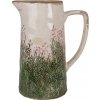 Clayre & Eef Béžovo-zelený dekoračný džbán s ružovými kvetmi Rustic Flower - 21*14*26 cm - Clayre & Eef