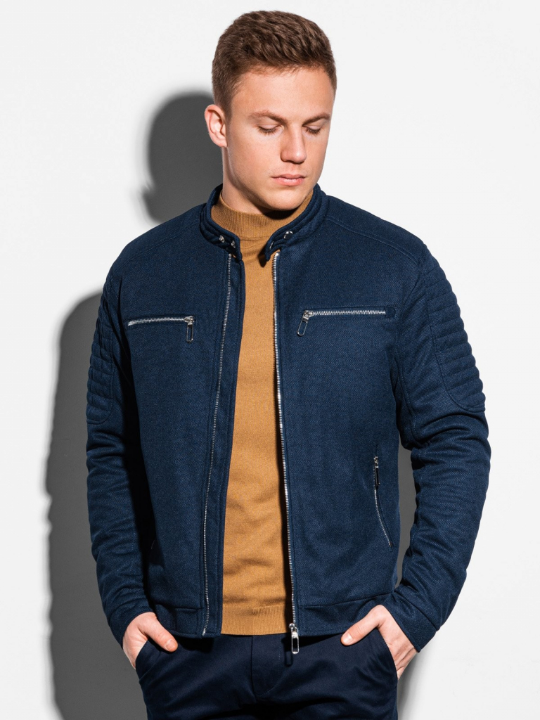 Ombre Clothing pánska prešívaná prechodná bunda Michele navy C461