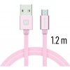 Dátový kábel Swissten textilný s Micro-USB konektorom a podporou rýchlonabíjania, ružovozlatý 71522205