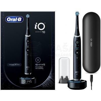 Oral-B iO Series 10 Cosmic Black elektrická zubná kefka + držiak zubnej kefky + cestovné puzdro