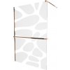 MEXEN/S - KIOTO Sprchová zástena WALK-IN s poličkou a držiakom uterákov 80 x 200, transparent/biely dekor 8 mm, ružové zlato 800-080-121-60-97