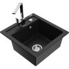 Mexen Vito, 1-komorový granitový drez 520x490x210 mm, chrómová batéria Rita, čierna, 6503-77-670300-00