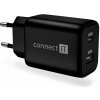 CONNECT IT USB nabíjačka, USB-A, USB-C, čierna, CWC-2080-BK