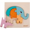 Akuku detské drevené puzzle sloník