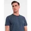 Ombre Men's full print knit shirt - navy blue modrá | biela XXL Ombre 5907064518609