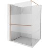 Mexen Kioto+, sprchová zástena Walk-In s poličkou a vešiakom 70 x 200 cm, 8mm číre sklo-námraza, medený matný profil, 800-070-121-65-35