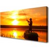 Obraz Canvas Rybár ryby západ jazero 100x50 cm