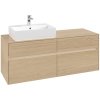 VILLEROY & BOCH Collaro závesná skrinka pod umývadlo na dosku (umývadlo vľavo), 4 zásuvky, s LED osvetlením, 1400 x 500 x 548 mm, Nordic Oak, C132B0VJ