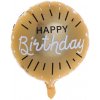 Fóliový balón Happy Birthday zlato-čierny 45cm
