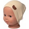 Baby Nellys Rebrovaná čiapka Macko béžová