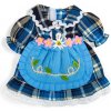 Bigjigs Toys Modré kárované šaty pre bábiku 34 cm
