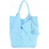 Kožené kabelka shopper bag Genuine Leather svetlo modrá 801