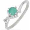 Nefertitis Prsteň strieborný s brúseným smaragdom a zirkónmi Ag 925 015092 EM - 52 mm (US 6), 1,5 g