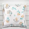 Biante Detská bavlnená obliečka na vankúš s lemom Sandra SA-691 Modrozelené morské panny s delfínmi a veľrybami na bielom 40 x 60 cm