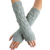VFstyle svetlo sivé pletené návleky na ruky 30 cm