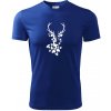 Jeleň z listov - Pánske tričko Fantasy športové - L ( Kráľovská modrá )