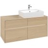 VILLEROY & BOCH Collaro závesná skrinka pod umývadlo na dosku (umývadlo vpravo), 4 zásuvky, s LED osvetlením, 1200 x 500 x 548 mm, Nordic Oak, C130B0VJ