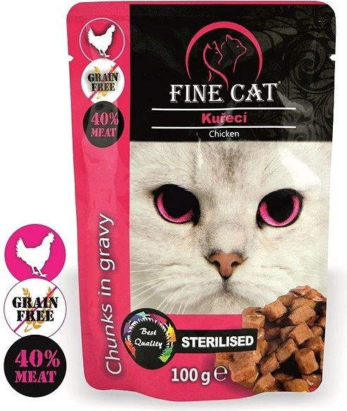 FINE CAT GRAIN-FREE Sterilised KURACIE v omáčke 22 x 100 g