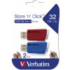 Verbatim USB flash disk, USB 3.0, 32GB, Store N Click, mix farieb, 49308, USB A, s výsuvným konektorom, 2ks