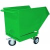 Pojazdný výklopný kontajner s vreckami pre vysokozdvižný vozík, objem 250 l, zolený