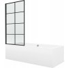 Mexen Cube obdĺžniková vaňa 170 x 80 cm s obkladom a 1-krídlovou zástenou 70 cm, čierny vzor fix - 550517080X9307007077