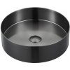 SAPHO - AURUM nerezové umývadlo, priemer 38cm, vrátane výpuste, gun metal AU101
