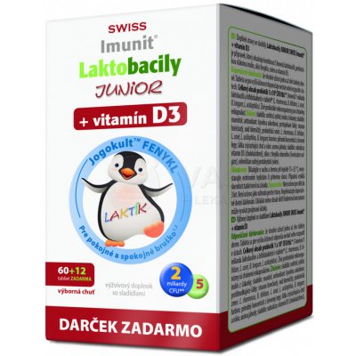 Laktobacily JUNIOR SWISS Imunit + vitamín D3 60+12 tabliet