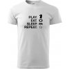 Eat sleep play - šach - Klasické pánske tričko vyššej gramáže - XL ( Biela )